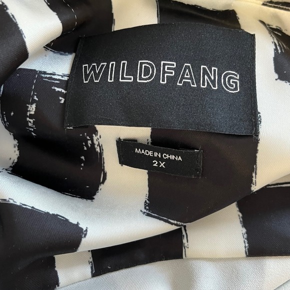 WILDFANG EMPOWER SATIN SHIRT DRESS Black And White Size 2X - Picture 5 of 7